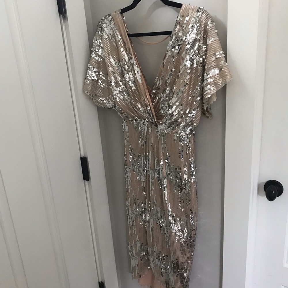 Astr Silver and Cream High Low Dress